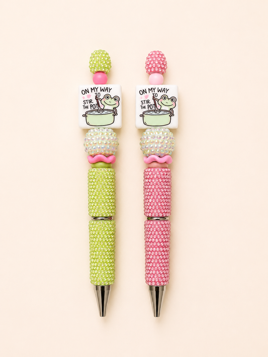“On my way to stir the pot” beaded pen