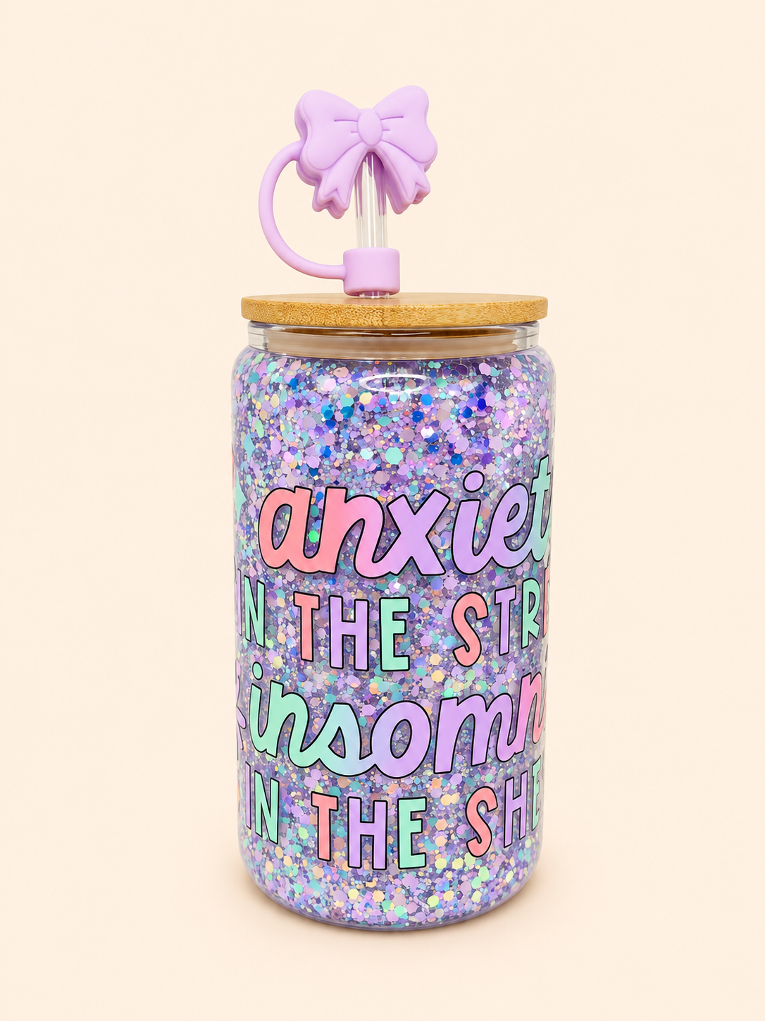 Anxiety in the streets, Insomnia in the sheets snowglobe tumbler