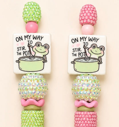“On my way to stir the pot” beaded pen
